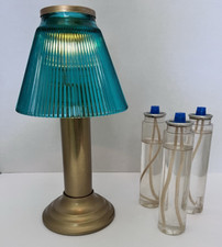 Lâmpada de vela de cera líquida vintage Candle Corp of America com abajur de vidro de pena azul comprar usado  Enviando para Brazil
