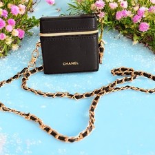 Estojo de batom CHANEL BEAUTE com corrente destacável falso zíper pérola PRETO GWP NOVO NA CAIXA comprar usado  Enviando para Brazil