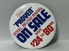 Usado, Vintage Publicidade Funcionário Pin Emblema Botão Sears Cinto de Aço Pneu Radial Venda comprar usado  Enviando para Brazil