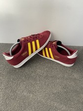 Używany, Męskie adidas Gazelle OG (rzadkie), bordowe/żółte/białe, rozmiar UK 10 (w bardzo dobrym stanie) na sprzedaż  Wysyłka do Poland