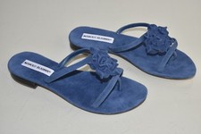 Nuevo Manolo Blahnik Camelia Indigo Sandalias ante Azul Deslizar Flip Zapatos 37 comprar usado  Enviando para Brazil