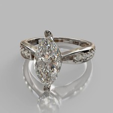 Anel de noivado solitário de moissanita corte marquesa 1,50 quilates ouro branco 14K sólido comprar usado  Enviando para Brazil