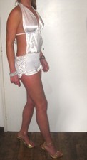 Combishort satin blanc d'occasion  Cannes-La-Bocca