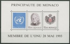 Monaco 1993 Beitritt Monacos zur UNO Block 60 postfrisch (C91318) comprar usado  Enviando para Brazil