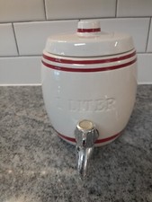 Dispensador de bebidas Crock limiar branco e vermelho 1 litro grés bebidas espirituosas torneira de licor comprar usado  Enviando para Brazil