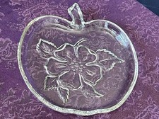 Prato de lanche Hazel-Atlas vidro transparente vintage em forma de flor de maçã comprar usado  Enviando para Brazil