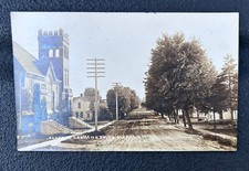 Antyk 1913 CLARK STREET - MARKLE, INDIANA prawdziwa pocztówka fotograficzna RPPC na sprzedaż  Wysyłka do Poland