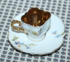 LOTE AP antigo de porcelana delicada mini xícara de chá e pires OURO floral comprar usado  Enviando para Brazil