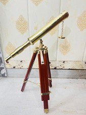 Telescópio antigo de latão antigo cano duplo com suporte de tripé náutico vintage comprar usado  Enviando para Brazil