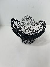 Pedestal vintage de cesta de frutas de metal com rolo de ferro forjado feito na Espanha comprar usado  Enviando para Brazil