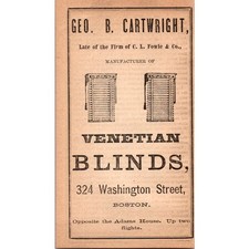 Geo. B. Cartwright Persianas Venecianas Boston MA 1871 Boston Anuncio SAI2-H2 segunda mano  Embacar hacia Mexico
