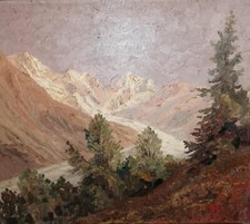 Olej. Cziervagletscher sig. von Andok (Ludwik von ANDOK (1890-1981), używany na sprzedaż  Wysyłka do Poland