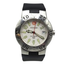 Relógio masculino Wenger SMT 41mm data tom prata feito na Suíça 100M couro nova bateria comprar usado  Enviando para Brazil