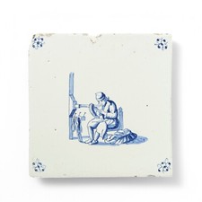 Belo azulejo holandês Delft azulejo, fabricante de cordas, final do século XIX. comprar usado  Enviando para Brazil