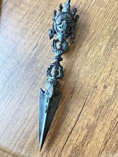 Antiguo objeto ritual budista tibetano símbolo de cobre para protección y buen luc segunda mano  Embacar hacia Mexico