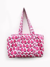 Bolsa de viagem acolchoada acolchoada algodão rosa morango estampa floral bolsa grande com estampa de bloco, usado comprar usado  Enviando para Brazil