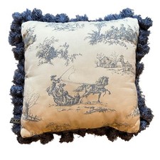 Travesseiro decorativo Borgat colorido creme com estampa azul toalete de Jouy  comprar usado  Enviando para Brazil