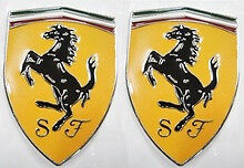 ESCUDO FERRARI, DISTINTIVO (um) Metal, 3 polegadas com adesivo Cavallino cavalo empinado  comprar usado  Enviando para Brazil