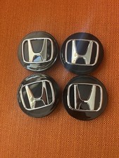 Conjunto de 4 tampas de centro de aro de roda preta Honda logotipo cromado 69 mm/2,75, usado comprar usado  Enviando para Brazil