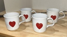 (4) Caneca de chá Williams Sonoma coração vermelho recuado cerâmica branca 3 3/4” comprar usado  Enviando para Brazil
