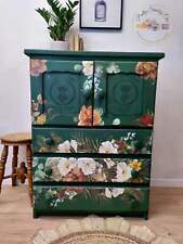 Green floral linen for sale  UK