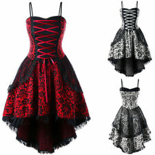 Vestido gótico feminino steampunk com cadarço alto baixo renda espartilho de noite plus size comprar usado  Enviando para Brazil