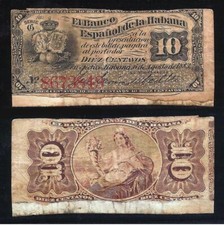 CARIBE - Banco Español 10 Centavos 1883   BC / Fine  (Reaplacado parcialmente) comprar usado  Enviando para Brazil