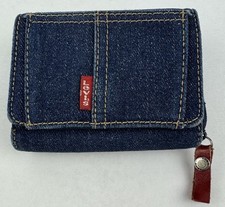Vintage LEVI'S Carteira Denim Dobrável Bolsa de Troca Tripla Janela de Identificação Jeans Azul comprar usado  Enviando para Brazil