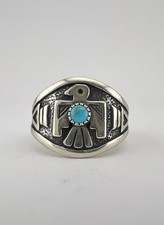 Antigo Anel Thunderbird Estampado Turquesa Estilo Fred Harvey Navajo Prata Esterlina comprar usado  Enviando para Brazil