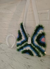 Bolsa de crochê feita à mão + faixa de cabeça de pérola GRÁTIS 🎁 | Design exclusivo, usado comprar usado  Enviando para Brazil