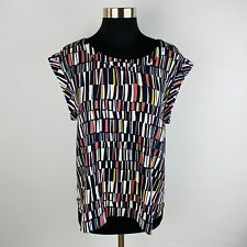 Ann Taylor Factory Colorful Abstract Geometric Cuffed Cap Sleeve Women's LP, usado comprar usado  Enviando para Brazil