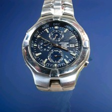 Relógio Citizen cronógrafo masculino 39mm mostrador azul 6870-K15133 alarme nova bateria   , usado comprar usado  Enviando para Brazil