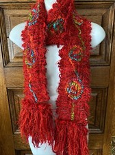  Fabuloso LENÇO MULTICOLORIDO ORIGINAL Tecido Têxtil Artista Feito à Mão Tear Tecido Vermelho comprar usado  Enviando para Brazil