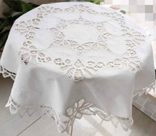 Usado, Elegante Toalha de Mesa de Algodão Redonda Bordado de Flor de Renda Batten Mão + 4 Guardanapos Grátis comprar usado  Enviando para Brazil
