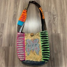 Bolsa tiracolo boho hippie patchwork borboleta algodão feita na Índia, usado comprar usado  Enviando para Brazil