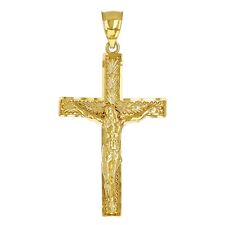 Usado, Pingente cruz crucifixo Jesus Cristo corte diamante ouro amarelo 14k 1,9" 5,5 gramas comprar usado  Enviando para Brazil
