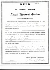 Deed burial plots for sale  West Bloomfield