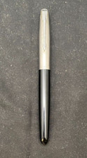 Antiga caneta-tinteiro EUA PARKER 21 acabamento em cano preto/tampa cromada aço "F" nova na caixa c1960 comprar usado  Enviando para Brazil