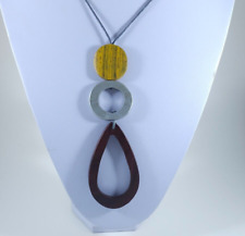 Colar moderno Lagenlook Strand tons marrons e cinza redondo e pingente de gota de lágrima comprar usado  Enviando para Brazil