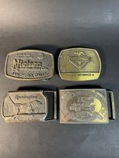 4 hebillas de cinturón publicitarias de latón vintage Ford, Remington y otros segunda mano  Embacar hacia Mexico