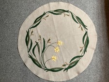 Toalha de mesa bordada floral de linho redonda artes e artesanato comprar usado  Enviando para Brazil