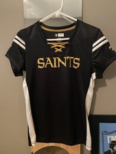 Camisa feminina NFL New Orleans Saints preta gola V com cadarço tamanho médio OFICIAL NFL comprar usado  Enviando para Brazil