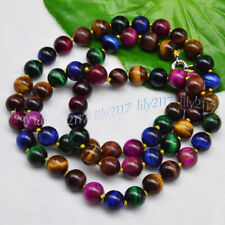 Berloque 6/8/10/12mm multicolorido olho de tigre redondo colar de contas de pedra preciosa 18-48"" comprar usado  Enviando para Brazil