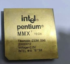 Intel Pentium MMX Tillamok-233M S96 CPU totalmente banhada a ouro alto valor colecionável comprar usado  Enviando para Brazil
