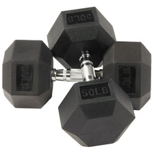 Haltere hexagonal BALANCEfrom DB50P CQ Wellness revestido de borracha em pares, preto, 50 comprar usado  Enviando para Brazil