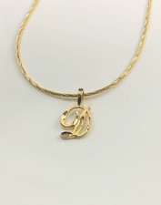 Colar pingente letra inicial "D" folheado a ouro 24k 18" corrente de cobra  comprar usado  Enviando para Brazil