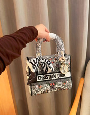 Bolsa de lona bordada Christian Dior Lady D-Lite em design floral multicolorido comprar usado  Enviando para Brazil