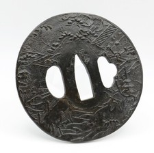 Scena paesaggio tsuba usato  Spedire a Italy