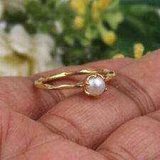 Anel boho delicado pérola natural folheado a ouro amarelo 18k anel de noivado de latão comprar usado  Enviando para Brazil