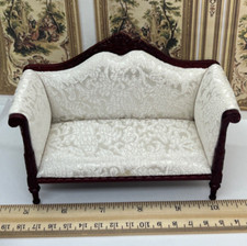 Sofá Settee Vintage Casa de Bonecas Miniatura Madeira Estofado Esculpido 1:12 comprar usado  Enviando para Brazil